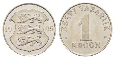 Эстония 1 крона 1995 KM 28 медно-никель UNC 4159-355