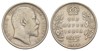 Британская Индия 1 рупия 1910 Эдуард VII (1901-1910) KM 508 серебро 1517-912