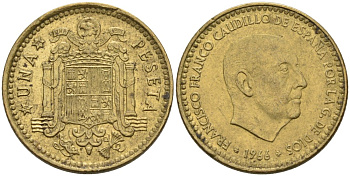 Испания 1 песета 1966 (72) Франсиско Франко (1939-1975) KM 796 алюминиевая бронза 4571-1137