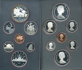 Канада набор из 7 монет 1981 Трансконтинентальная железная дорога, паровоз, оригинальная коробка и сертификат KM PS1 PROOF 06-081-52