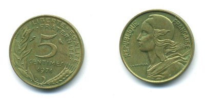 ФРАНЦИЯ 5 САНТИМОВ 1971 ТИП MARIANNE KM 933 медь алюминий никель 84-1533