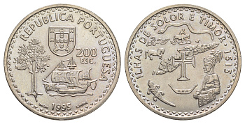 Португалия 200 эскудо 1995 480 лет островам Солор и Тимор KM 683 медно-никель UNC 1101-3-43