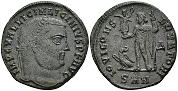 Римская Империя нуммий 313 - 317 Лициний IOVI CONSERVATORI Никомедия Extremely fine (R2) RIC 13 бронза 1073-3-1-3