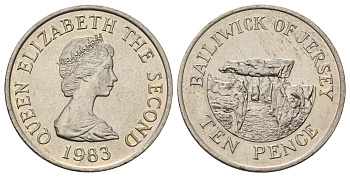 Джерси 10 пенсов 1983 Ла-Хуг-Би, Елизавета II (1952-2022) KM 57.1 медно-никель UNC 4512-813