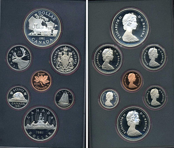 Канада набор из 7 монет 1981 Трансконтинентальная железная дорога, паровоз, оригинальная коробка и сертификат KM PS1 PROOF 3-4-1-5