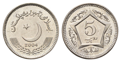 Пакистан 5 рупий 2004 KM 65 медно-никель UNC 4652-836