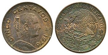 Мексика 5 сентаво 1976 Жозефа Ортис де Домингес KM 427 латунь 75-939