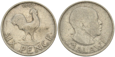 Малави 6 пенсов 1967 KM 1 медь цинк никель 4174-967