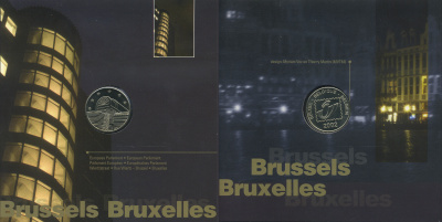 Бельгия евронабор из 24 монет + жетон 2002 12 монет по 1 евроценту, стран вступивших в Евросоюз и 12 монет по 2 евроцента, в оригинальном буклете UNC 2-5-1-27