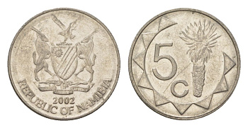 Намибия 5 центов 2002 KM 1 сталь плакированная никелем 4627-815