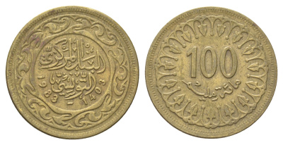 Тунис 100 миллимов 1983 KM 309 латунь 4703-1244