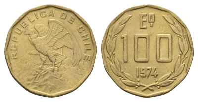 Чили 100 эскудо 1974 KM 202 никель латунь 4116-222