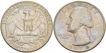 США 25 центов (квотер) 1974 Вашингтон KM 164a медь плакированная медно-никелем 213-1237