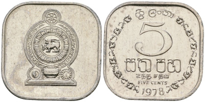 Шри-Ланка 5 центов 1978 KM 139a алюминий 4136-642