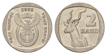 ЮАР 2 ранда 2003 KM 335 медь плакированная никелем 4626-1233