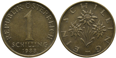 АВСТРИЯ 1 ШИЛЛИНГ 1983 KM 2886 алюминиевая бронза 33-541