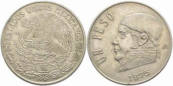 Мексика 1 песо 1975 Хосе Мария Морелос KM 460 медно-никель 111-316