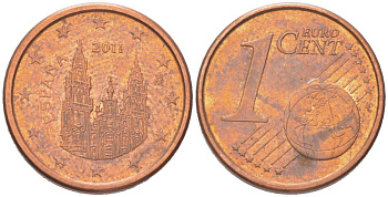 Испания 1 евроцент 2011 KM 1040 сталь плакированная медью 4614-715