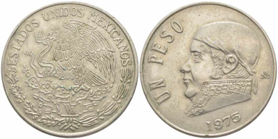 Мексика 1 песо 1975 Хосе Мария Морелос KM 460 медно-никель 111-316