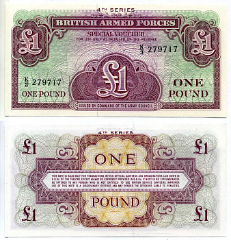 Англия 1 фунт 1962 ДЛЯ ВООРУЖЁННЫХ СИЛ, 4-Я СЕРИЯ, TDLR Pick M36a бумага UNC (ПРЕСС) 7523-52-2-2