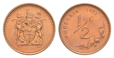 Родезия 1/2 цента 1971  KM 9 бронза  UNC  M67-07