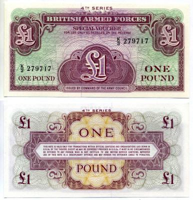 Англия 1 фунт 1962 ДЛЯ ВООРУЖЁННЫХ СИЛ, 4-Я СЕРИЯ, TDLR Pick M36a бумага UNC (ПРЕСС) 7523-52-2-2