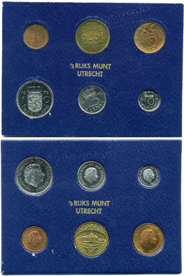 Нидерланды официальный набор из 5 монет + жетон мондвора 1976 в картоне UNC 7-4-2-39