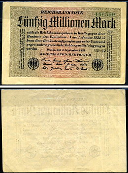 Германия 50000000 марок 1923 Pick 109 f бумага 8564-38-3-2