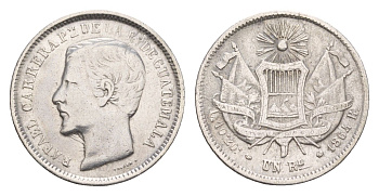 Гватемала 1 реал 1864 KM 137 серебро 1520-1535