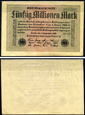 Германия 50000000 марок 1923 Pick 109 f бумага 8564-38-3-2