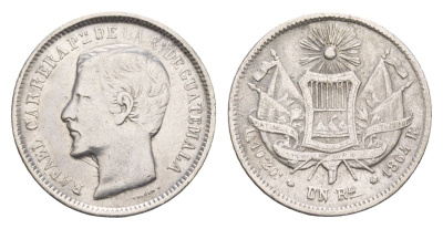 Гватемала 1 реал 1864 KM 137 серебро 1520-1535