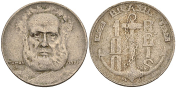 Бразилия 100 рейс 1937 Маркиз Тамандаре KM 536 медно-никель 4115-612