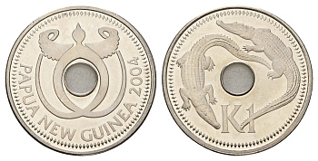 Папуа - Новая Гвинея 1 кина 2004 KM 6a сталь плакированный никелем UNC 4653-533