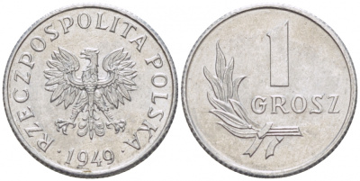 ПОЛЬША 1 ГРОШ 1949 KM 39 алюминий UNC 112-1062