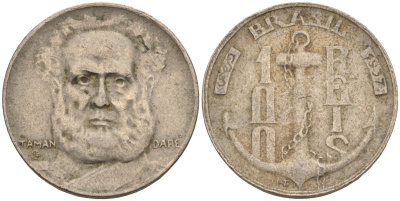 Бразилия 100 рейс 1937 Маркиз Тамандаре KM 536 медно-никель 4115-612