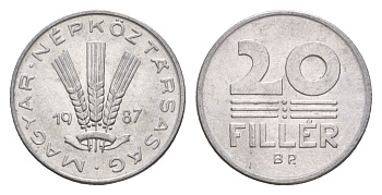 Венгрия 20 филлеров 1987 BP KM 573 алюминий 4658-635