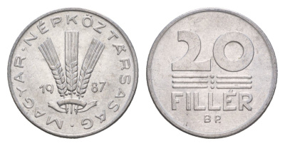 Венгрия 20 филлеров 1987 BP KM 573 алюминий 4658-635