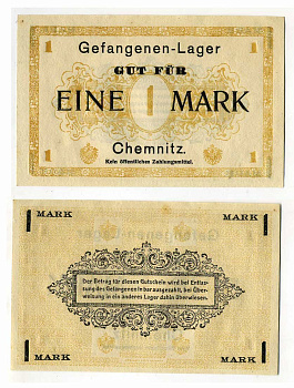 ГЕРМАНИЯ 1 МАРКА ND ЛАГЕРЬ ВОЕННОПЛЕННЫХ В КЕМНИЦЕ C-2816 бумага UNC (пресс) 000-00-00
