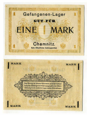 ГЕРМАНИЯ 1 МАРКА ND ЛАГЕРЬ ВОЕННОПЛЕННЫХ В КЕМНИЦЕ C-2816 бумага UNC (пресс) 000-00-00