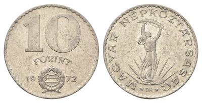Венгрия 10 форинтов 1972 BP, статуя Свободы KM 595 никель 4653-1042