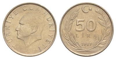 Турция 50 лир 1987 Кемаль Ататюрк KM 966 медь цинк никель 4648-836