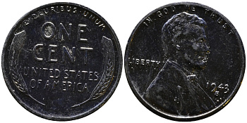 США 1 цент 1943 S (Сан-Франциско), Авраам Линкольн KM 132 a сталь плакированная цинком 4392-1237