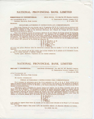 Англия, Национальный Провинциальный банк Лтд оригинальный буклет 1968 изображение 2, 5, 10, 20 и 50 фунтов, образец Specimen   бумага  UNC (пресс) 5548-3-2-2