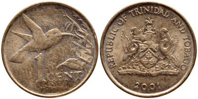 Тринидад и Тобаго 1 цент 2001 колибри KM 29 бронза 4396-1031