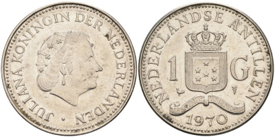 Нидерландские Антилы 1 гульден 1970 Юлиана (1948-1980) KM 12 никель 88-1046