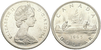 Канада 1 доллар 1965 KM 64.1 серебро UNC 1066-3-41