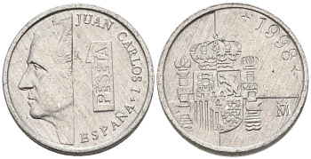 Испания 1 песета 1998 Хуан Карлос I KM 832 алюминий 4567-735