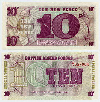 АНГЛИЯ 10 ПЕНСОВ 1972 ДЛЯ АРМИИ, 6 СЕРИЯ Pick М45 бумага UNC (ПРЕСС) 6283-17-4