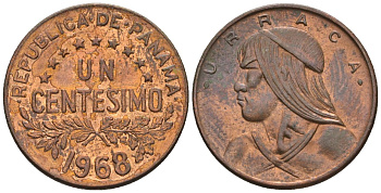 Панама 1 сентесимо 1968  KM 22 бронза  aUNC  4609-825