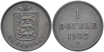 Гернси 1 дабл (дубль) 1903 KM 10 бронза 3851-1016